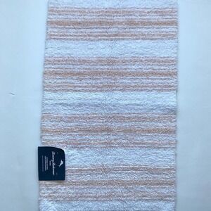 NWT Tommy Bahama Bath Mat Cotton Reversible striped White Rug